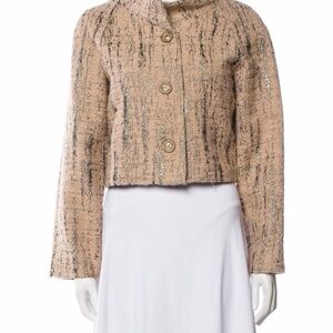 Badgley Mischka 2 Piece Tweed Blush Metallic Suit Set